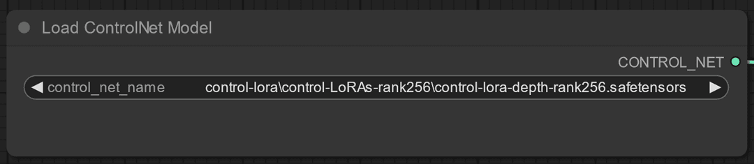 Depicts part of the aforementioned ComfyUI workflow - shows where the ControlNet is loaded in.